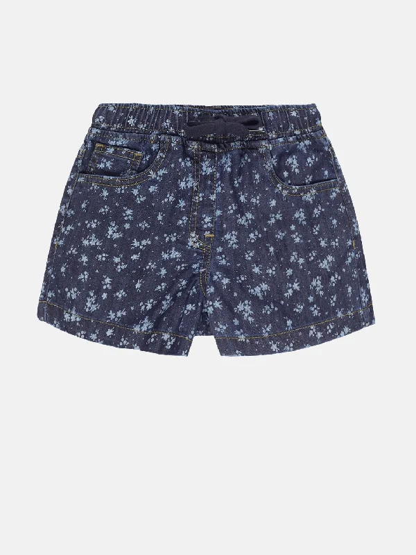 Men's Short-Sleeve Matching ShortsGirls Printed Denim Hot Shorts