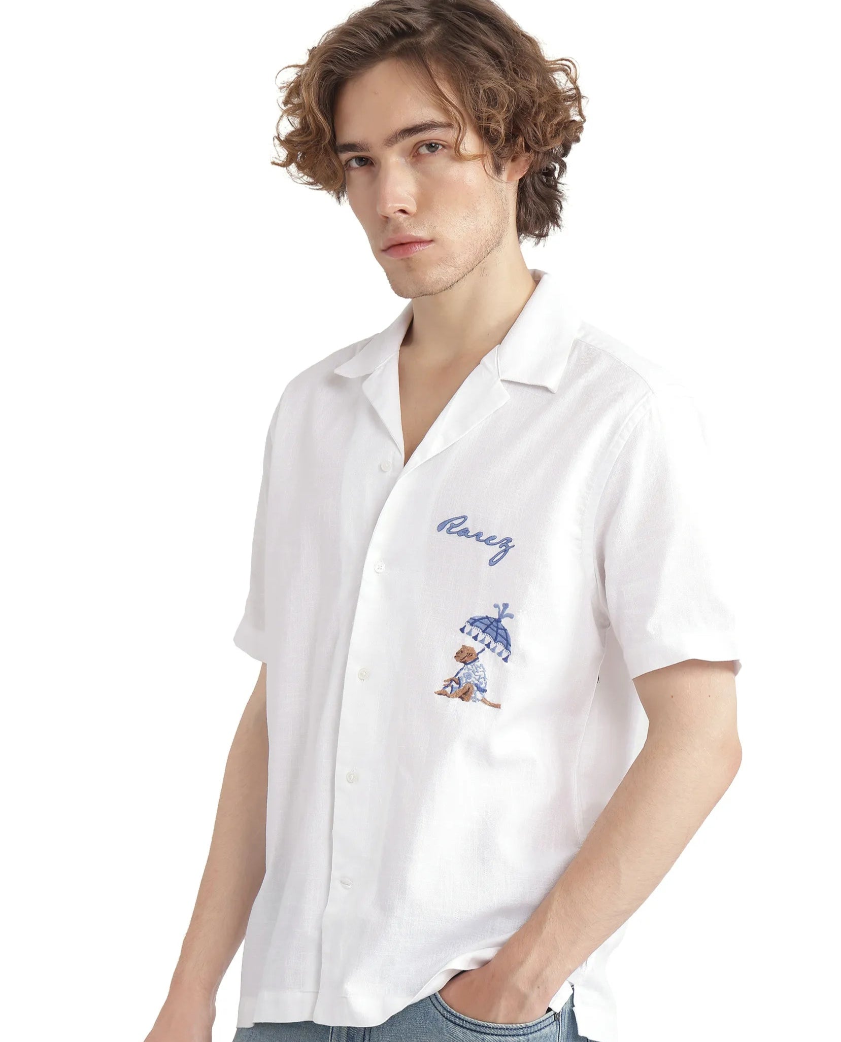Men's Camping Shirts for Outdoor AdventuresRare Rabbit Men Quentin White Short Sleeves Cotton Fabric Cuban Collar Embroidered Shirt Men's Camping Shirts for Outdoor AdventuresRare Rabbit Men Quentin White Short Sleeves Cotton Fabric Cuban Collar Embroidered Shirt