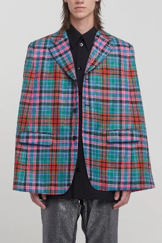 Men's Coats with Hidden PocketsComme Des Garçons Homme Plus Tartan Cape