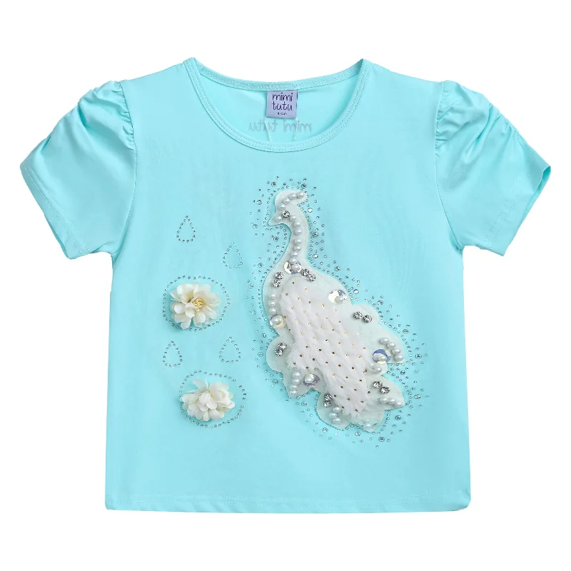 Men's Sweaters for LayeringBlue Peacock Applique T-Shirt