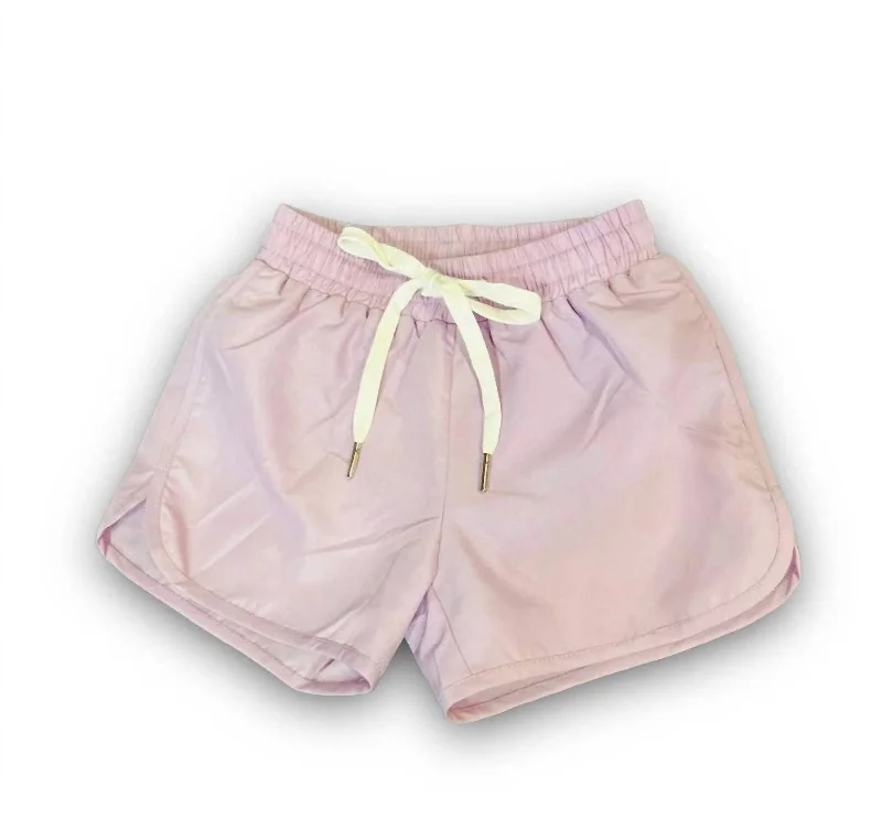 Adjustable Waistband Men's Casual ShortsGirl's Athletic Shorts In Light Purple