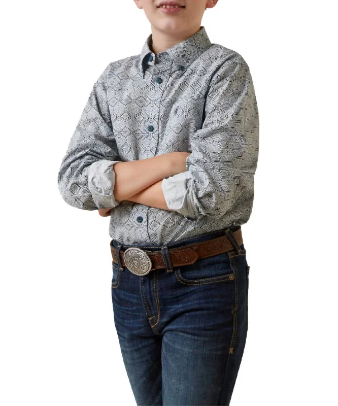 Men's Relaxed-Fit Shirts for Casual ComfortOrville Classic Fit Shirt Long Sleeve Shirt In Blue Geo Print Men's Relaxed-Fit Shirts for Casual ComfortOrville Classic Fit Shirt Long Sleeve Shirt In Blue Geo Print