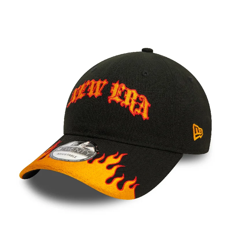 Beach Bucket CapsNew Era Race Black and Orange Flame 9TWENTY Adjustable Cap