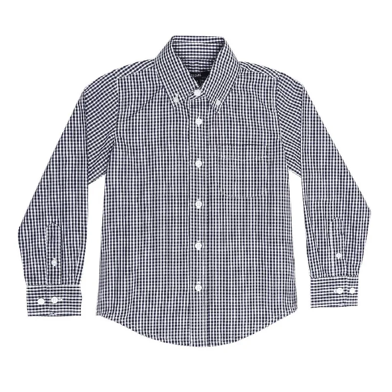 Men's Patterned Dress Shirts for a Unique TwistBoys Button Down Checked Shirt In Navy / White Check Men's Patterned Dress Shirts for a Unique TwistBoys Button Down Checked Shirt In Navy / White Check