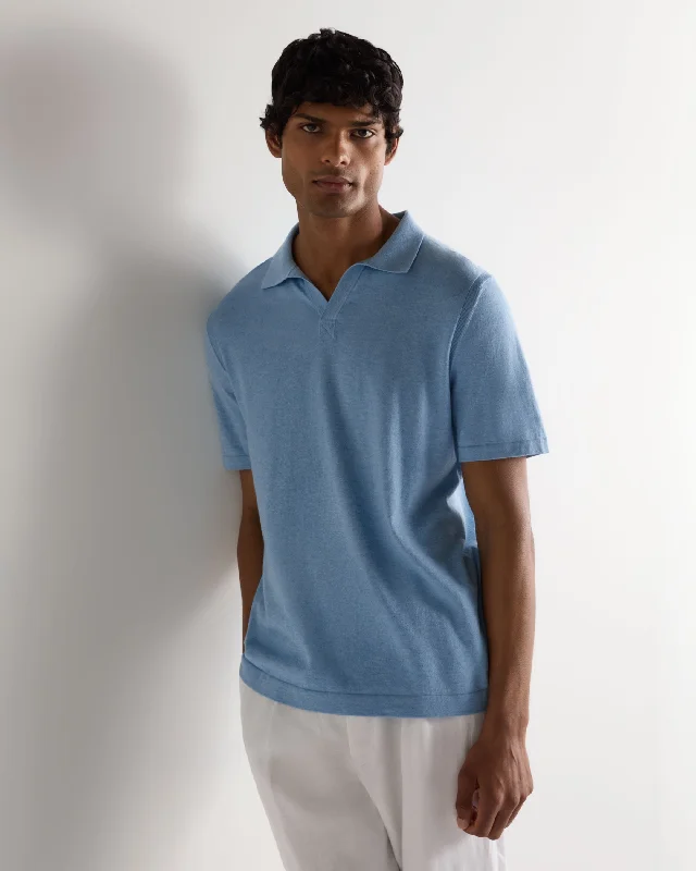Men's Shirts for BoatingMen's Polo Cotton Cashmere T-Shirt Cornflower Blue