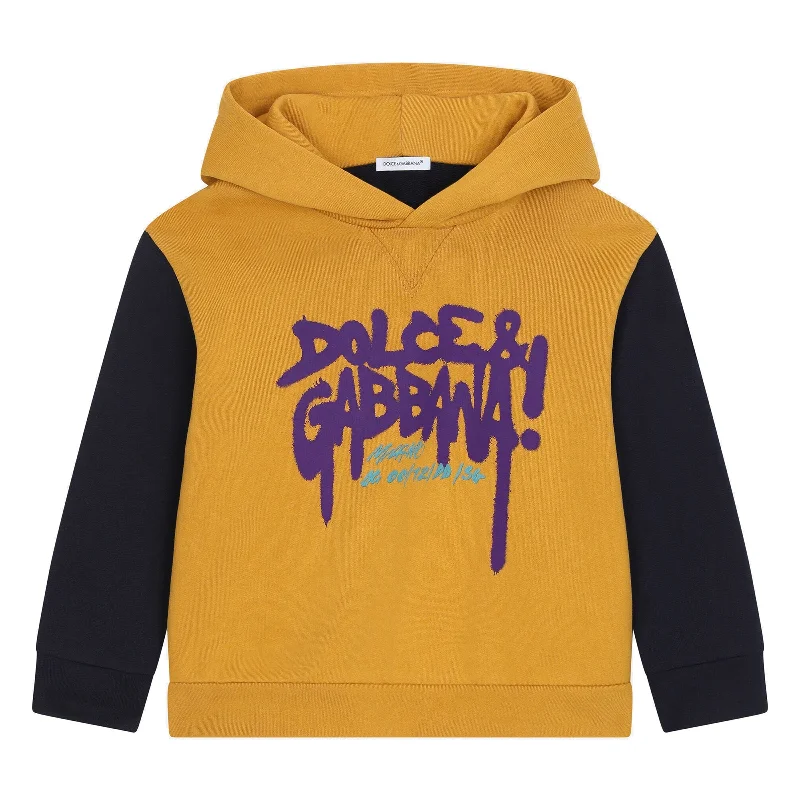 Essential Men's V-Neck SweatersYellow & Blue Logo Print Hoodie