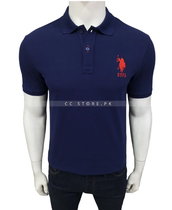 Durable Men's Work ShirtsUPA Slim Fit Solid Navy Blue Polo