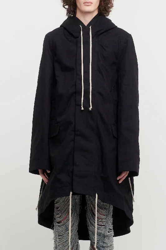 Men's Coats for HikingRick Owens DRKSHDW Fishtail Parka in Japanese Denim