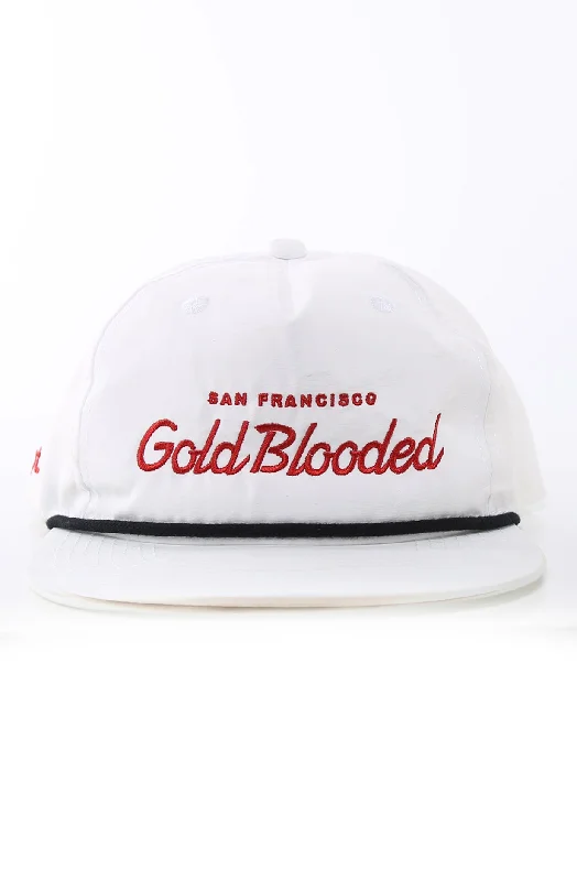 Boys' Snapback CapsGold Blooded Script (White Snapback Cap)