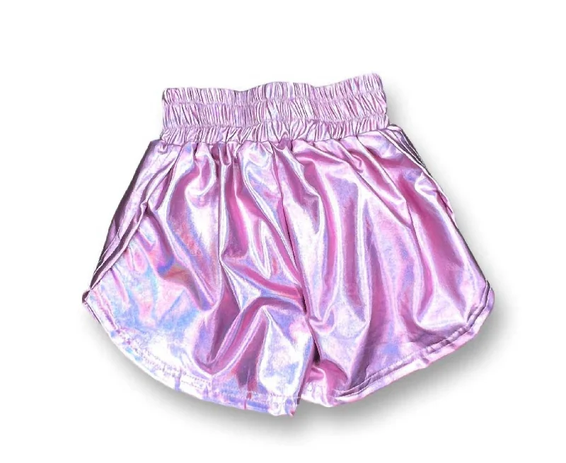 Men's Dressy Short Pants for OfficeGirl's Metallic Shorts In Light Pink