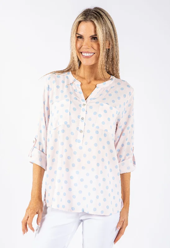 Men's Affordable Shirts for Budget-Friendly StylePolka Dot V Neckline Shirt