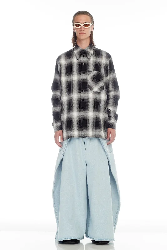 Men's Coats for Winter CampingLu'u Dan Unisex Relaxed Long Sleeve Shirt in Black Plaid