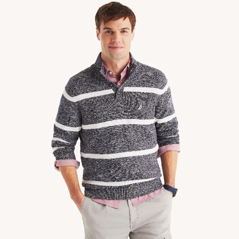 Men's Sweaters with Belt LoopsNautica Mens Striped Mock-Neck Sweater