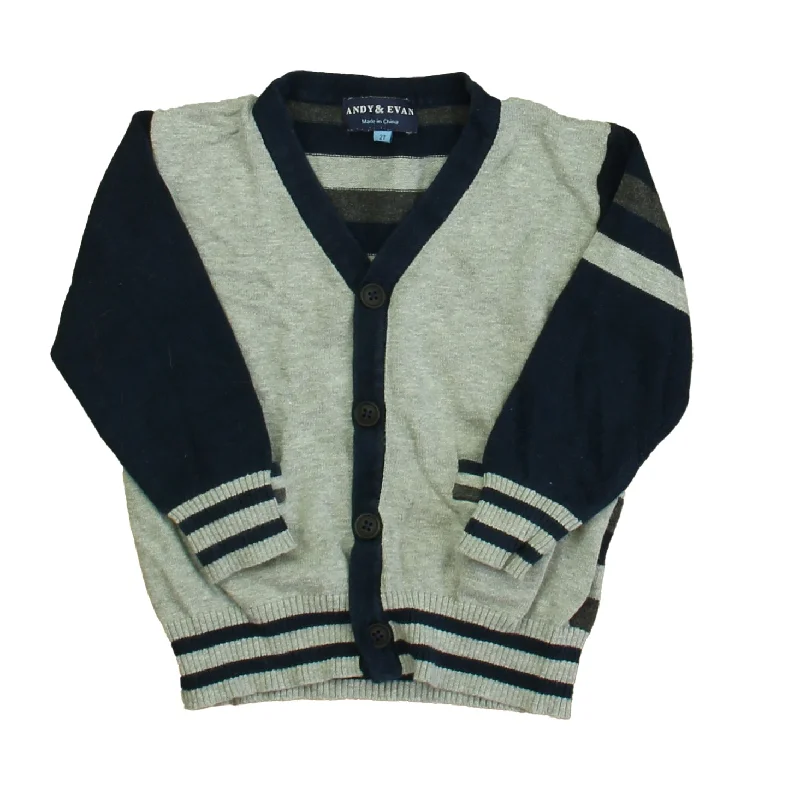Fashionable Men's Crew-Neck SweatersAndy & Evan Boys Navy | Gray Cardigan