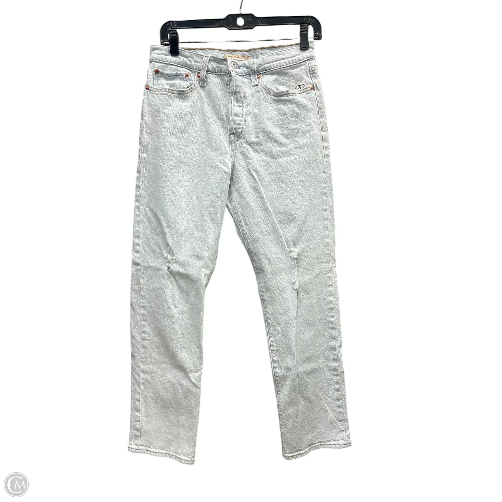 Dark Wash Men's JeansJeans Straight By Levis In Blue Denim, Size: 28