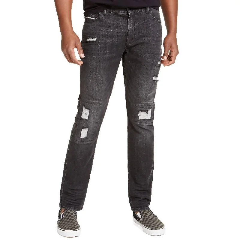 Stylish Men's JeansMen's Union Slim- Fit Distressed Jeans In Black