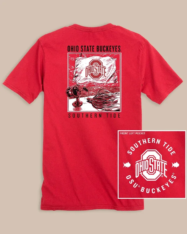 Durable Men's Work ShirtsOhio State Buckeyes Fishing Flag T-Shirt