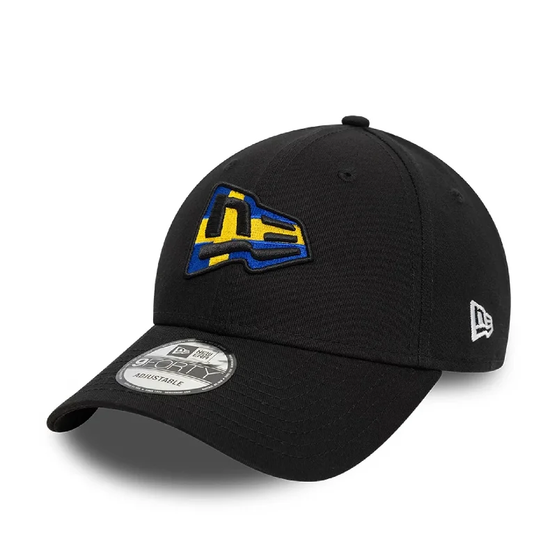 Sun-Protective Fishing HatsNew Era Swedish Country Flag Infill Black 9FORTY Adjustable Cap