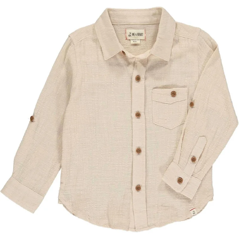 Men's Unique Dress Shirts for a Statement LookBoys Merchant Button Down Shirt In Oat Men's Unique Dress Shirts for a Statement LookBoys Merchant Button Down Shirt In Oat
