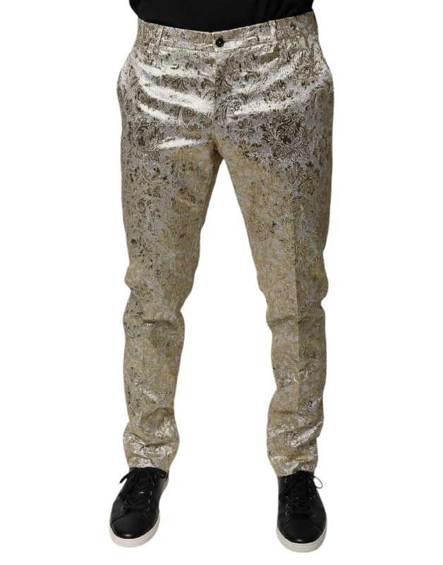 High-Quality Men's JeansDolce & Gabbana Floral Jacquard Men Dress Men's Pants
