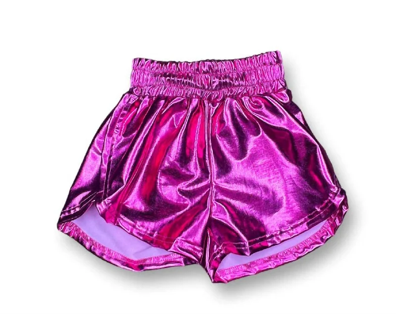 Men's Active Short Pants for SportsGirl's Metallic Shorts In Hot Pink
