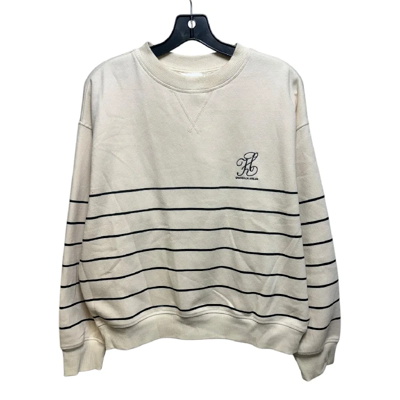 Men's Hoodies with Extra-Long SleevesSweatshirt Crewneck By H&m In Striped Pattern, Size: S Men's Hoodies with Extra-Long SleevesSweatshirt Crewneck By H&m In Striped Pattern, Size: S