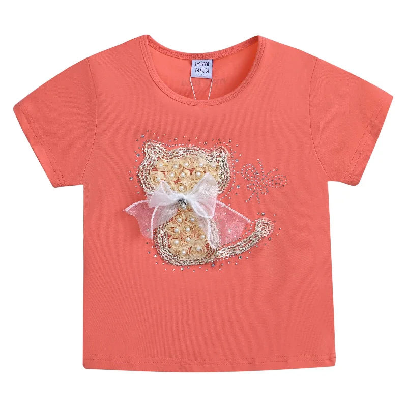 Men's Sweaters with Hidden PocketsOrange Cat Applique T-Shirt