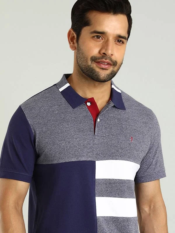 Men's Long-Sleeved ShirtsMen Color Block Polo T-Shirt