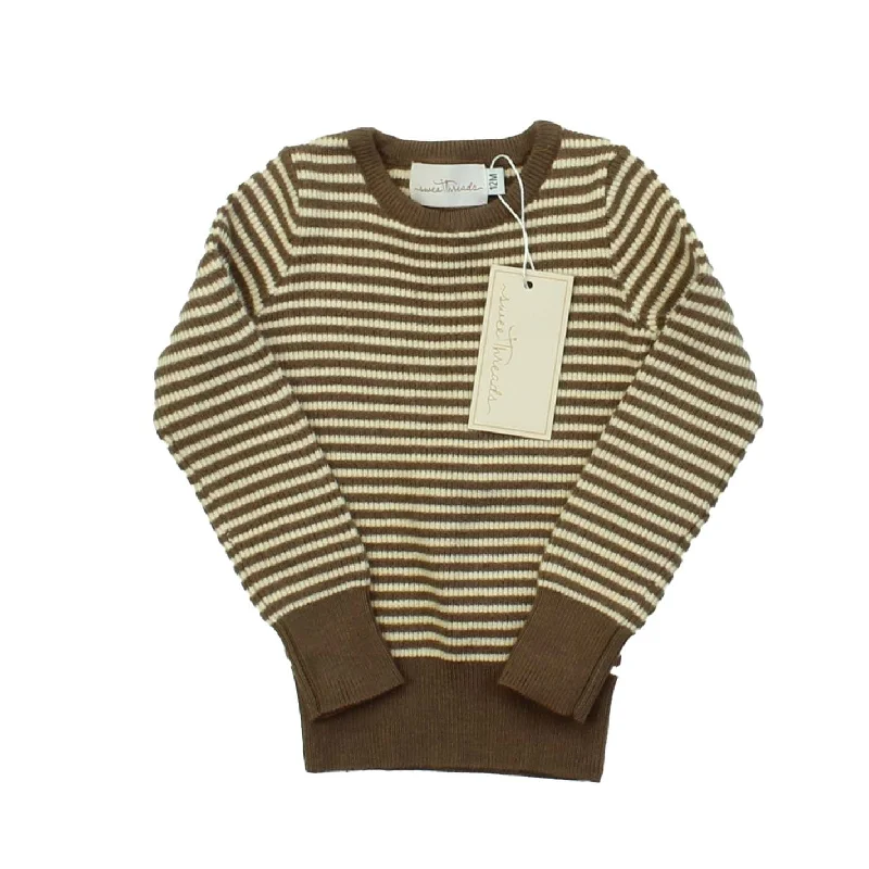 Men's Sweaters with Ribbed CuffsSweet Threads Boys Tan | Brown | Stripes Sweater