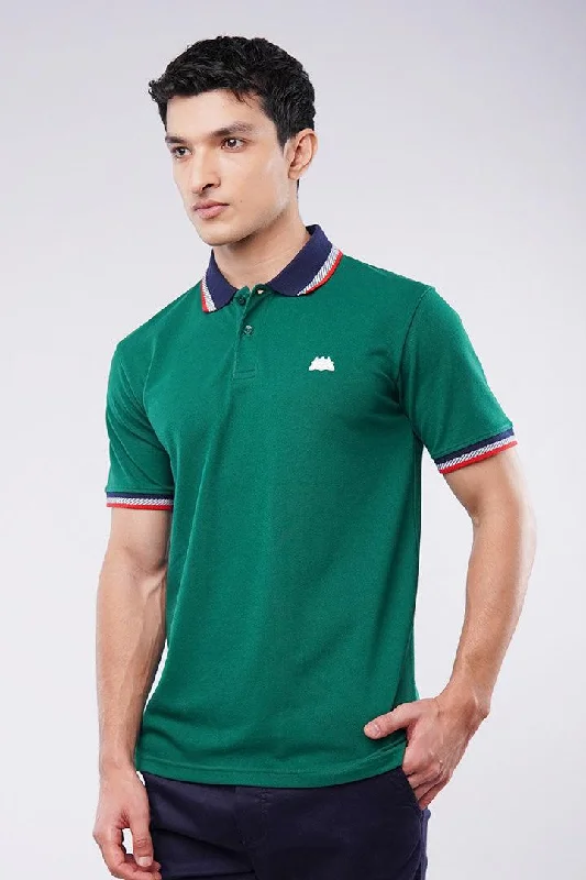 Men's Shirts with Patch PocketsTipping Collar Polo Shirt - Green