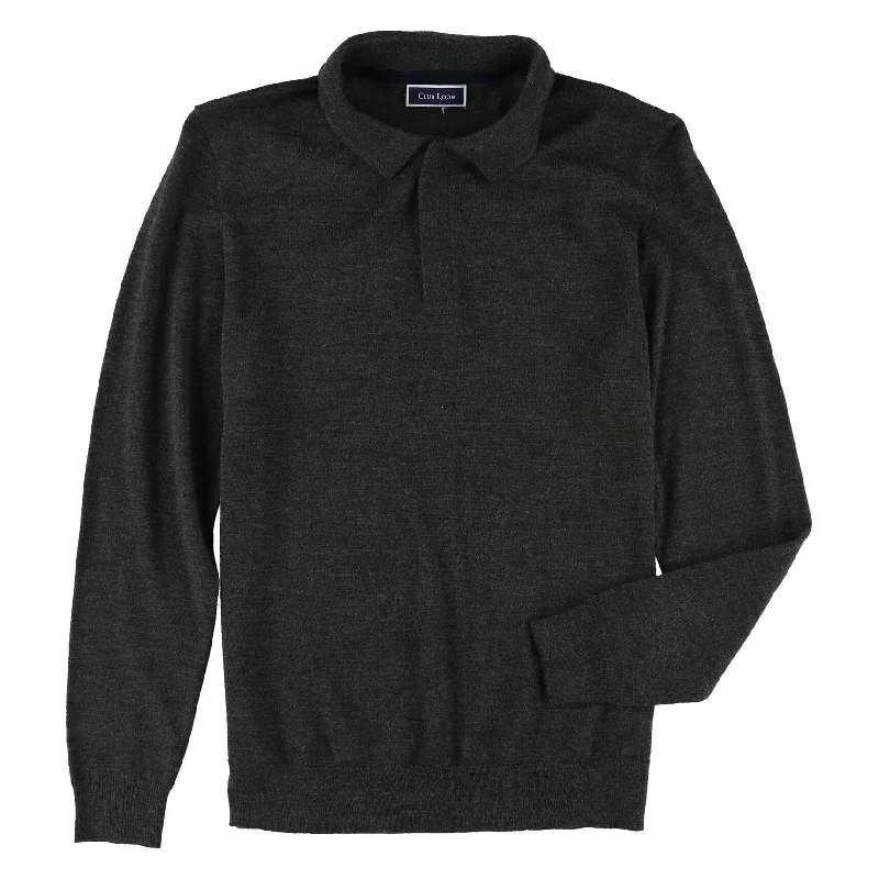 Men's Sweaters with Straight-Cut ShapesClub Room Mens LS Knit Polo Sweater, Grey, Small Men's Sweaters with Straight-Cut ShapesClub Room Mens LS Knit Polo Sweater, Grey, Small