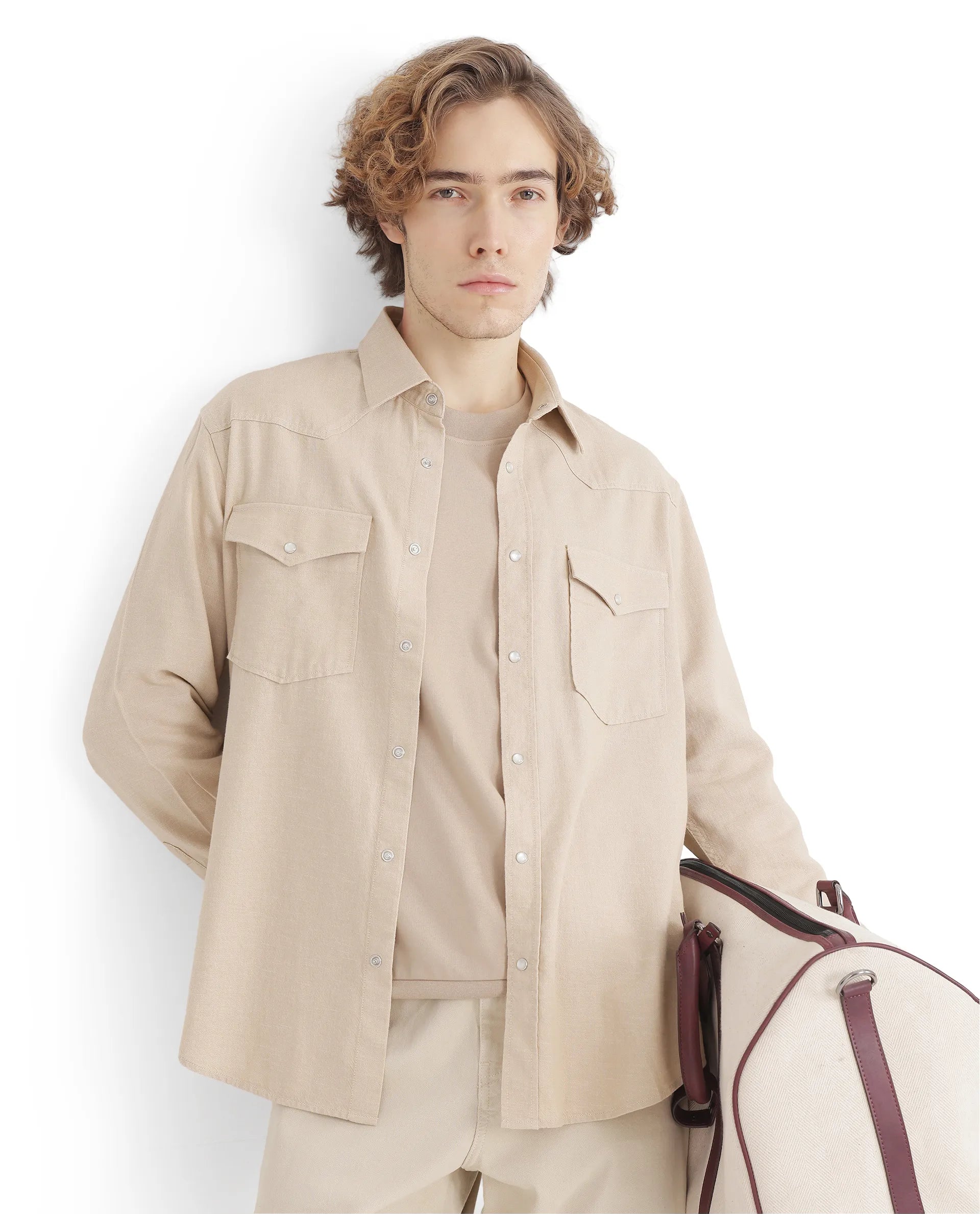 Men's Breathable Shirts for Warm ClimatesRare Rabbit Men Haxlr Beige Full Sleeve Collared Neck Button Closure Plain Shirt Men's Breathable Shirts for Warm ClimatesRare Rabbit Men Haxlr Beige Full Sleeve Collared Neck Button Closure Plain Shirt