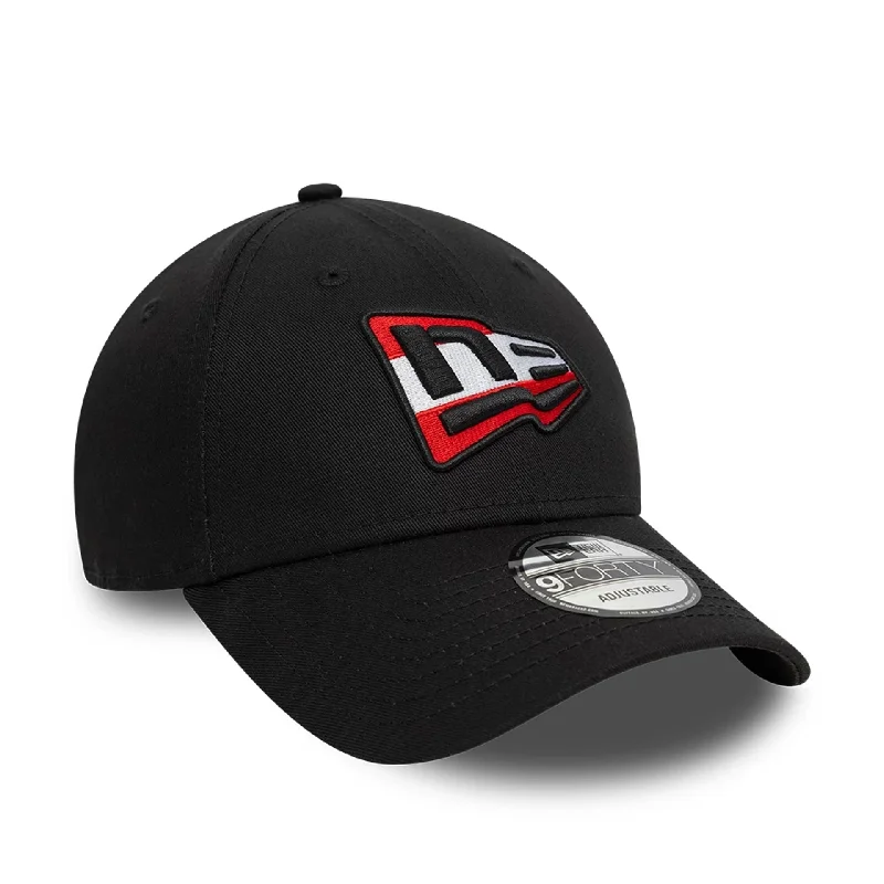Embroidered Bucket HatsNew Era Austrian Country Flag Infill Black 9FORTY Adjustable Cap