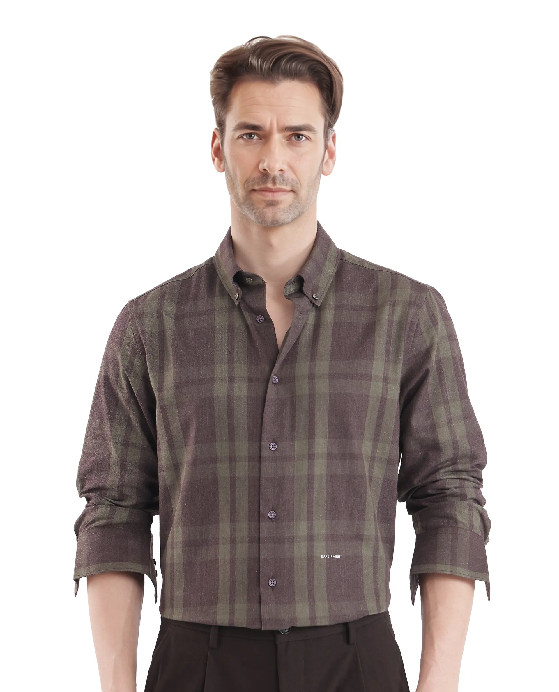 Men's Casual Friday Shirts for Relaxed Office DaysRare Rabbit Men's Licot Dark Olive Cotton Fabric Regular Fit Checks Shirt Men's Casual Friday Shirts for Relaxed Office DaysRare Rabbit Men's Licot Dark Olive Cotton Fabric Regular Fit Checks Shirt