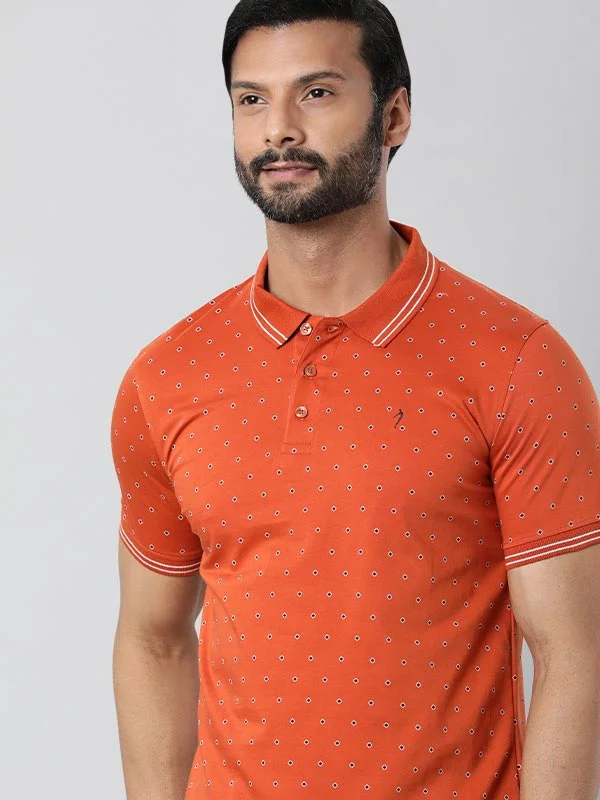 Men's Shirts with Rounded HemlinesMen Printed Polo T-Shirt