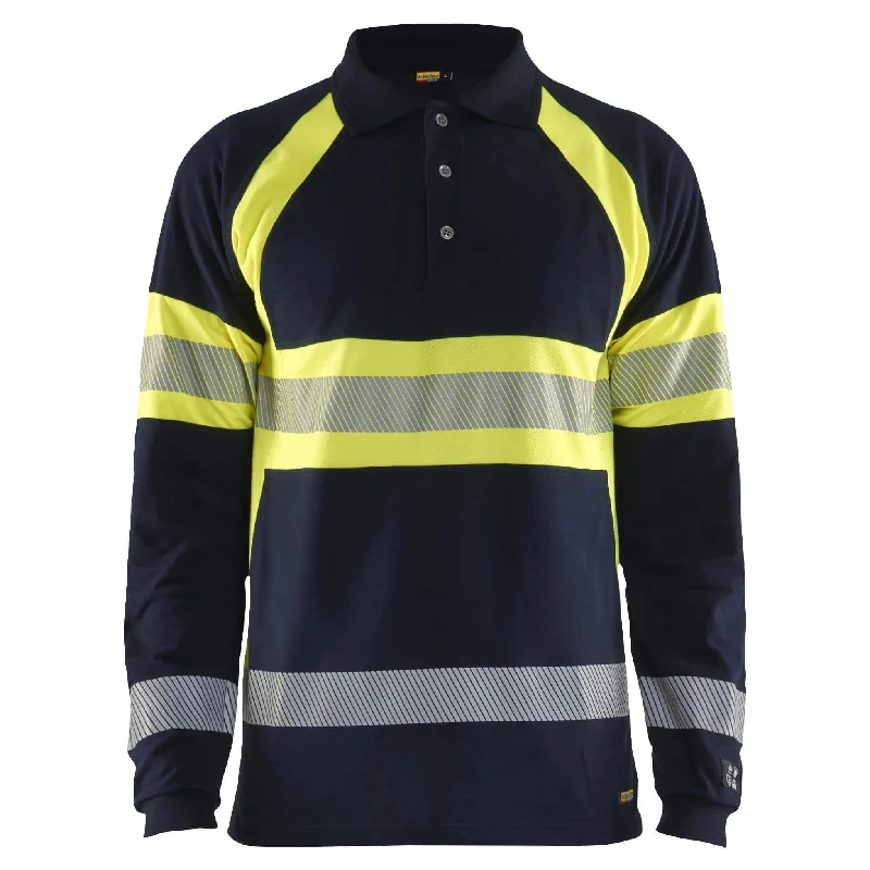 Men's Shirts with Patchwork SleevesBlaklader 3438 Long-Sleeved Multinorm Flame Resistant Hi Vis Polo Shirt (34381741) Men's Shirts with Patchwork SleevesBlaklader 3438 Long-Sleeved Multinorm Flame Resistant Hi Vis Polo Shirt (34381741)