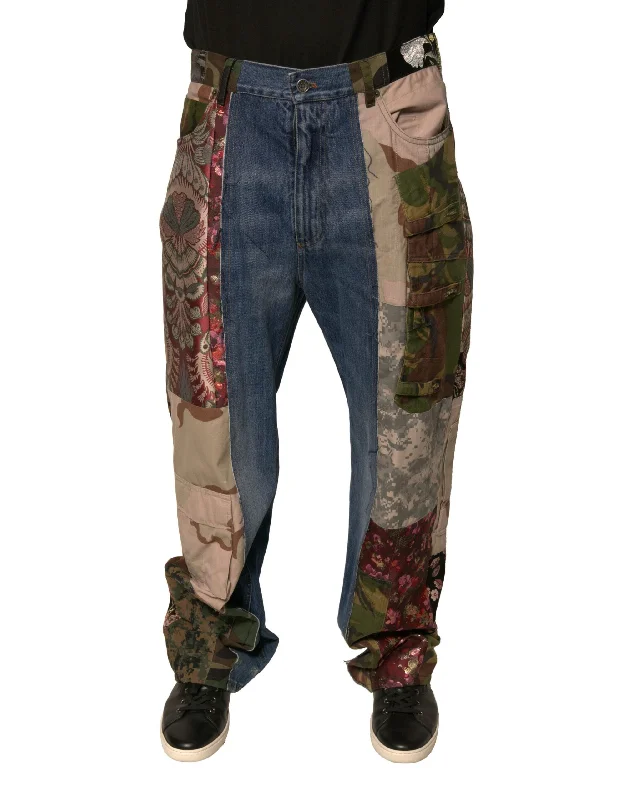 Inexpensive Men's JeansDolce & Gabbana Patchwork Cotton Straight Men's Jeans
