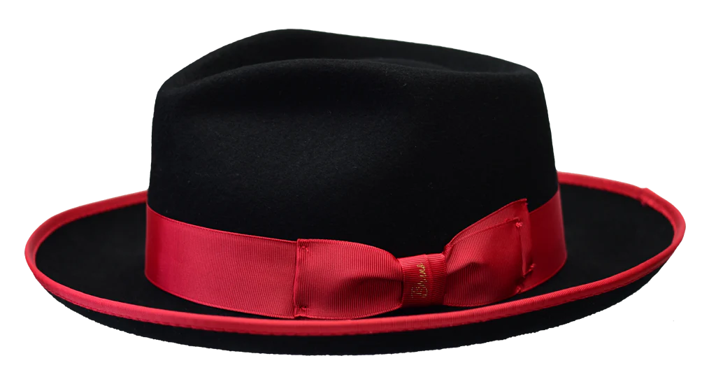 Trendy SnapbacksBlack/Red Night Hawk Collection Wool Felt 2-Tone Fedora Men's Hat