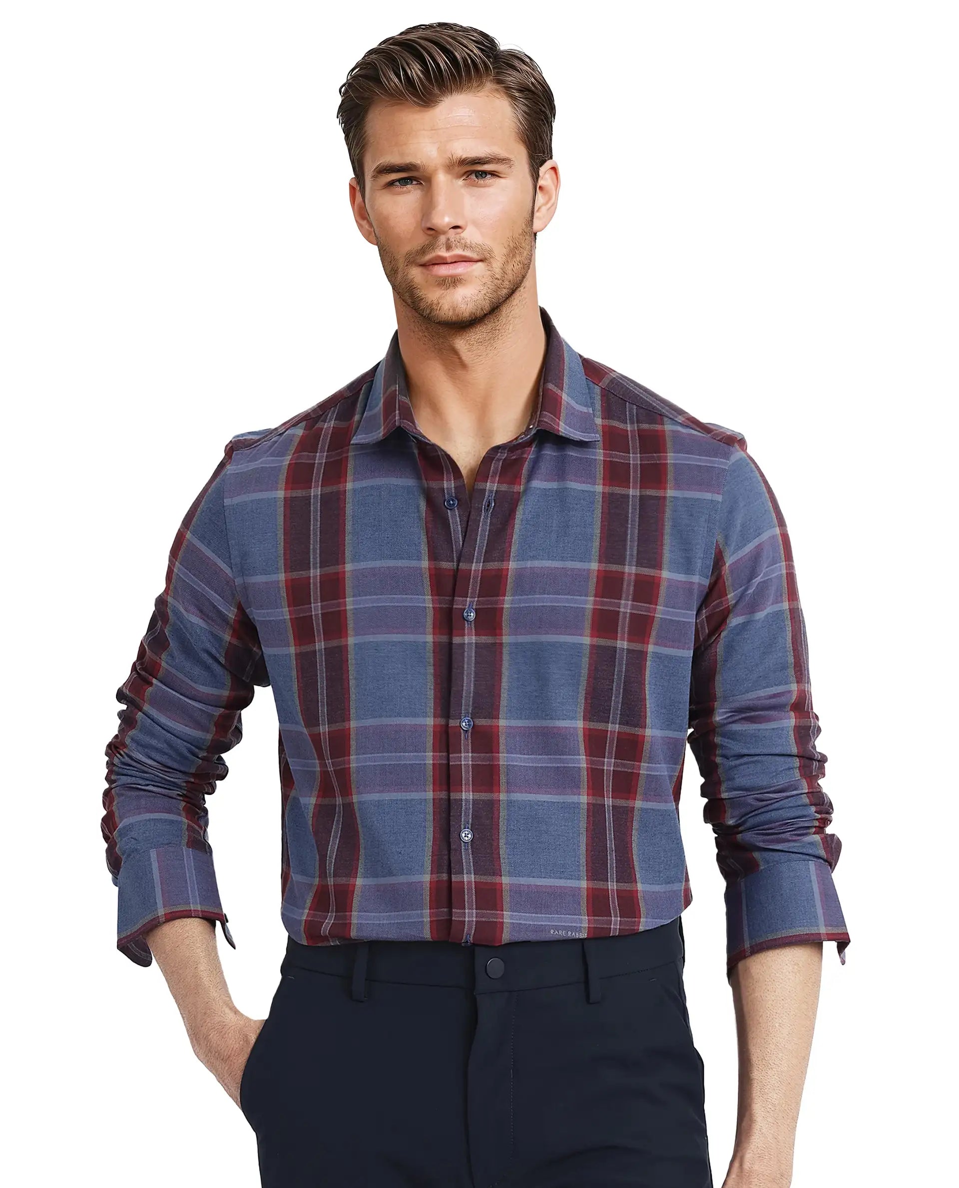 Men's Insulated Shirts for Cold WeatherRare Rabbit Men's Paina Red Cotton Fabric Full Sleeves Regular Fit Twill Dupplin Checks Shirt Men's Insulated Shirts for Cold WeatherRare Rabbit Men's Paina Red Cotton Fabric Full Sleeves Regular Fit Twill Dupplin Checks Shirt