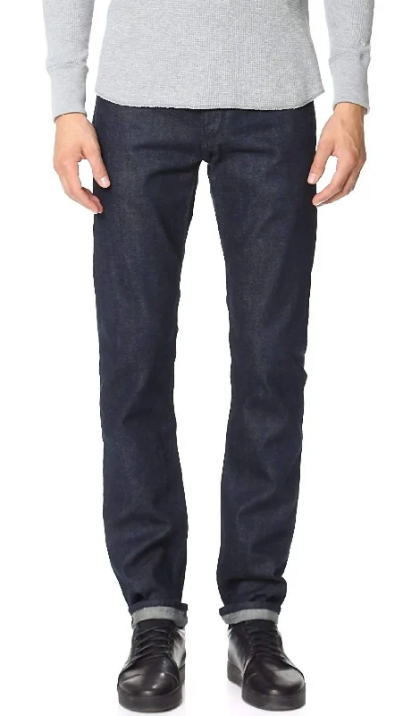 Durable Men's JeansStandard Issue Tonal Selvedge 5 Pocket Style Jeans In Black