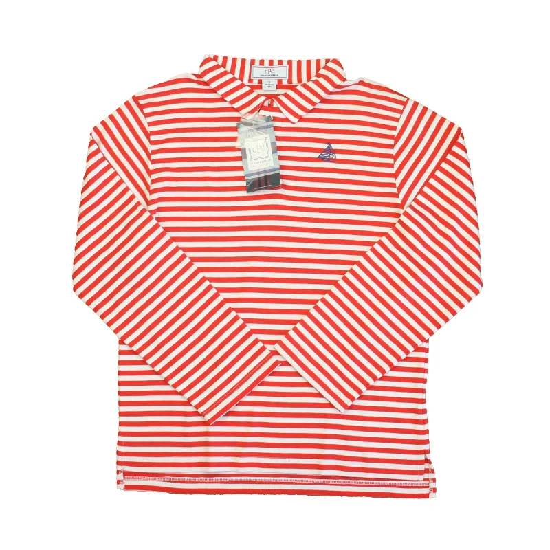 Men's Logo T-Shirts for Brand RepresentationClassic Prep Boys Tomato and White Stripe Rugby Shirt Men's Logo T-Shirts for Brand RepresentationClassic Prep Boys Tomato and White Stripe Rugby Shirt