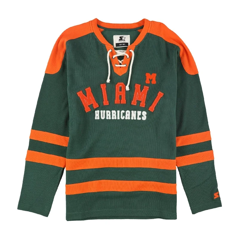 Men's Sweaters with Long SleevesSTARTER Mens University Of Miami Pullover Sweater, Green, Large Men's Sweaters with Long SleevesSTARTER Mens University Of Miami Pullover Sweater, Green, Large