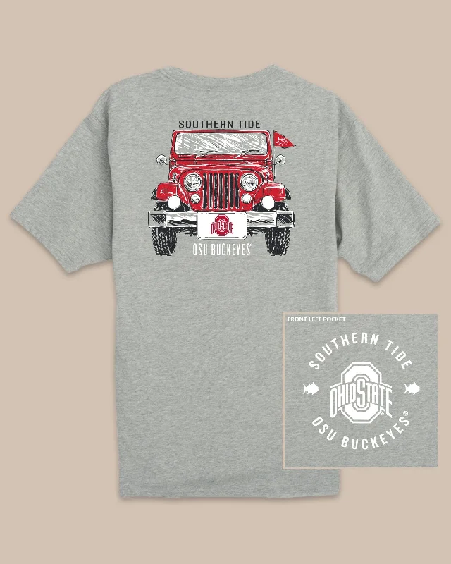Men's Shirts with Snap ButtonsOhio State Buckeyes Heather Front Plate T-Shirt