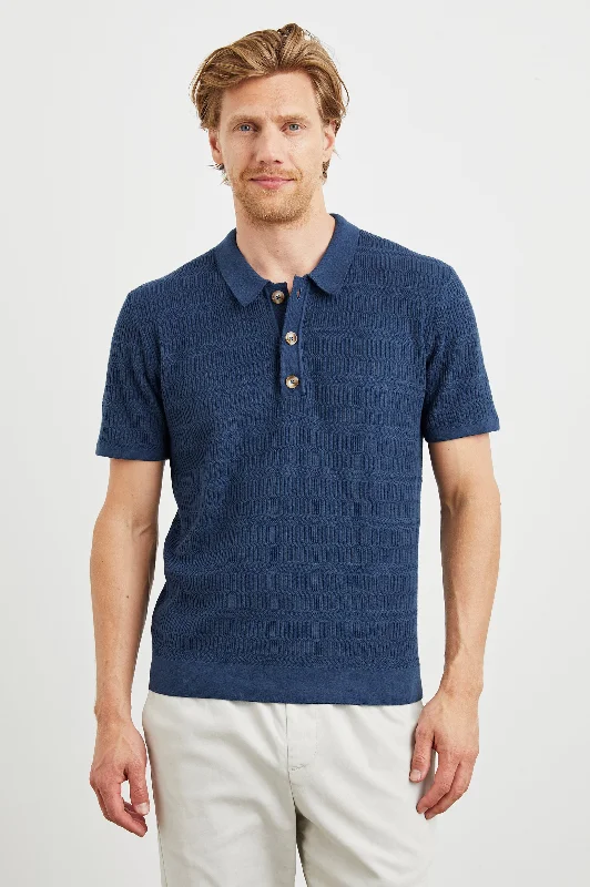 Men's Shirts with Abstract DesignsNATHAN POLO SHIRT - PETERSON BLUE