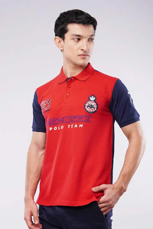 Men's Shirts with Pin CollarsSports Polo Shirt - Red & Blue