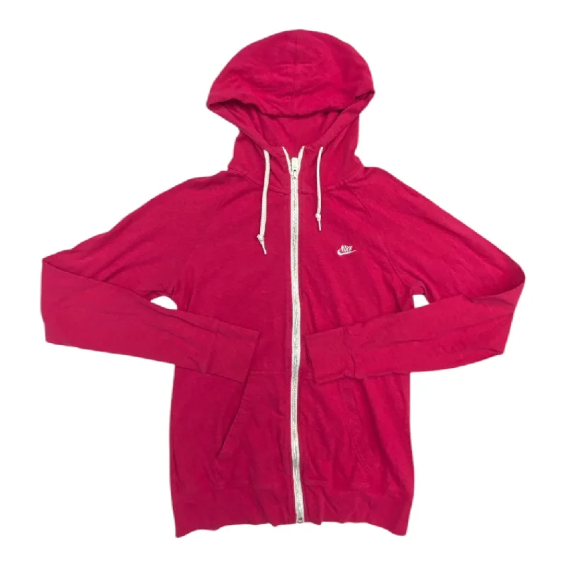 Men's Hoodies with Ribbed HemsAthletic Sweatshirt Hoodie By Nike In Pink, Size: M