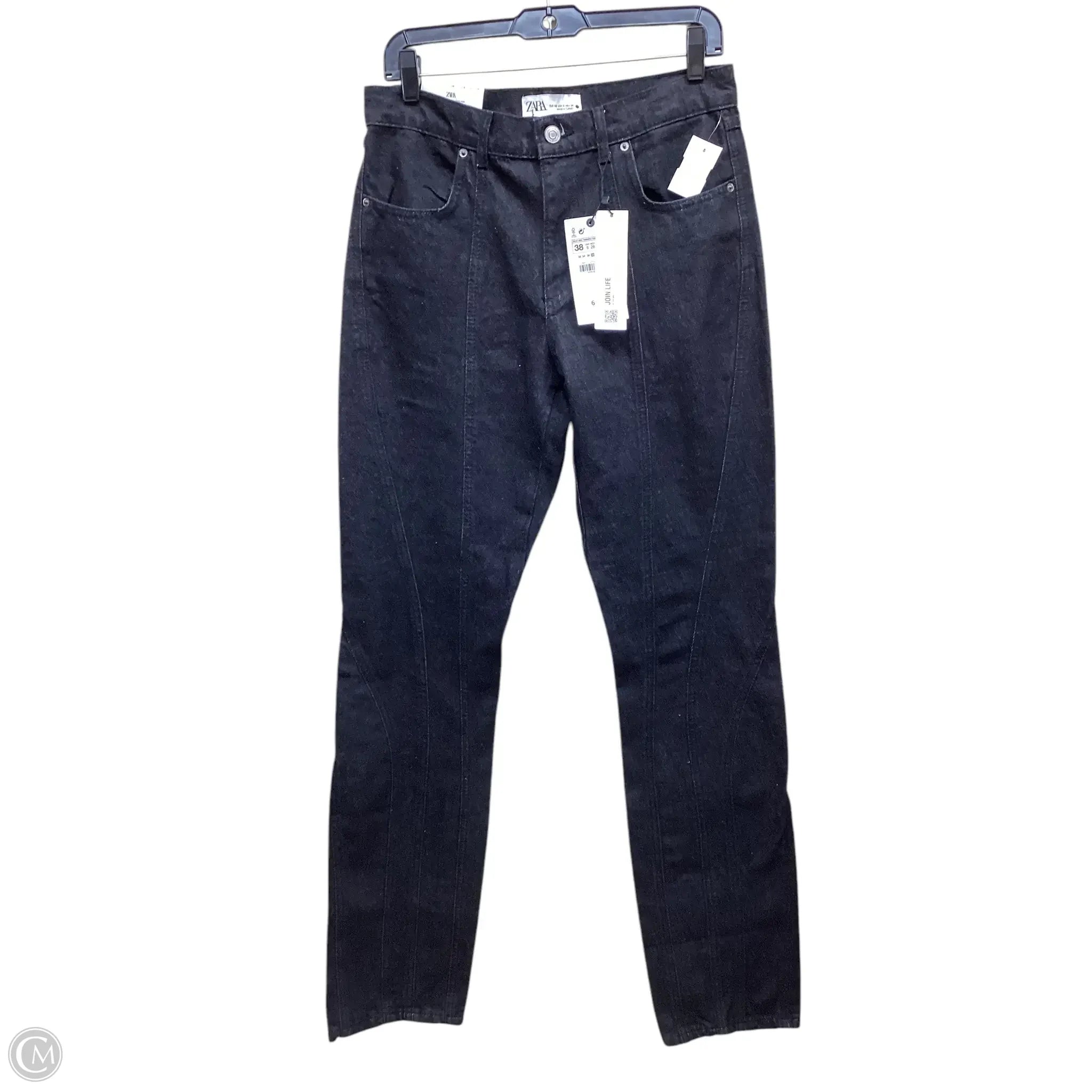 Classic Blue Men's JeansJeans Straight By Zara In Black Denim, Size: 6
