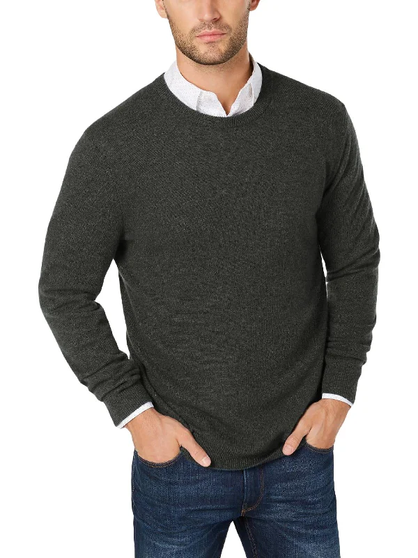 Men's Sweaters with Asymmetrical HemlinesMens Cashmere Knit Crewneck Sweater