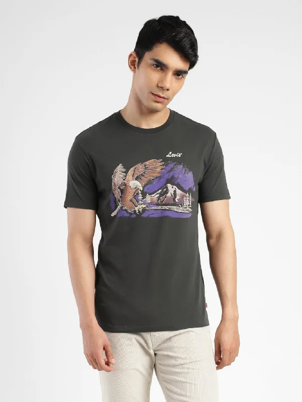 Men's Shirts with Lace-Up HemlinesMen's Graphic Crew Neck T-shirt