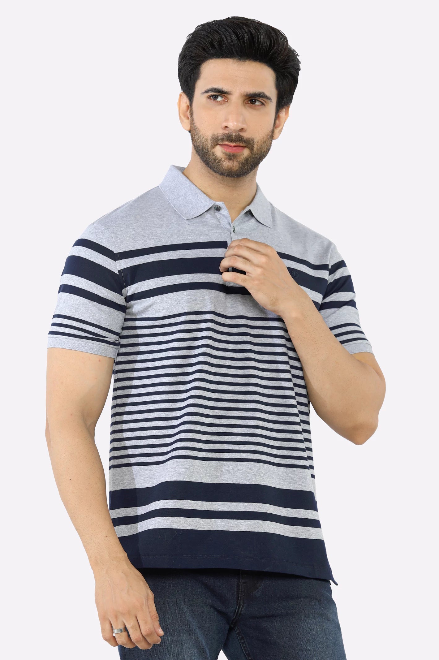 Men's Tailored Shirts for a Professional AppearanceHeather Grey Yarn Dyed Polo